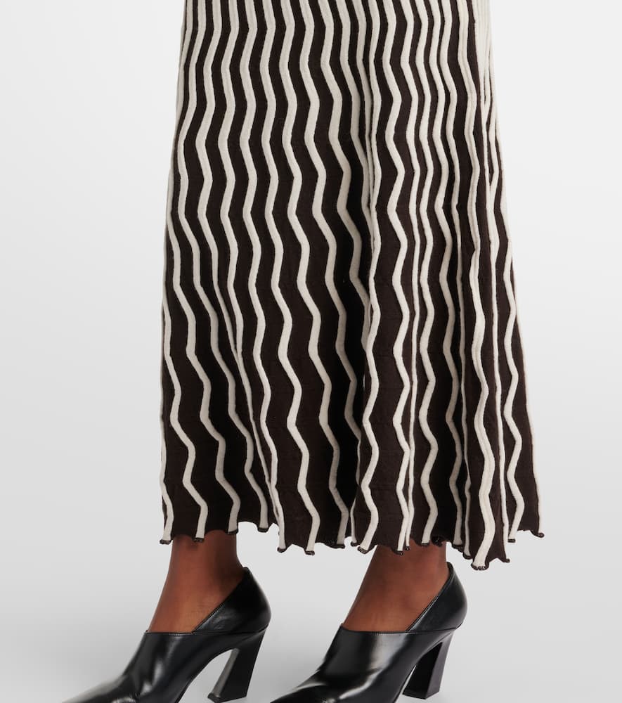 Bottega Veneta Striped Wool Polo Dress In Brown