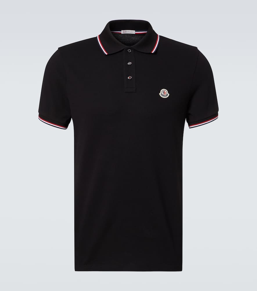 Moncler Year Of The Snake-patch Polo Shirt In Black