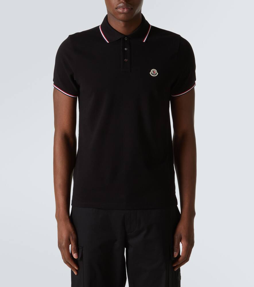 Moncler Year Of The Snake-patch Polo Shirt In Black