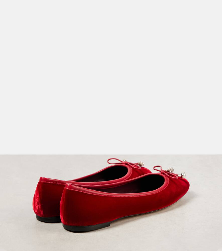 Jimmy Choo Elme Velvet Ballet Flats In Red