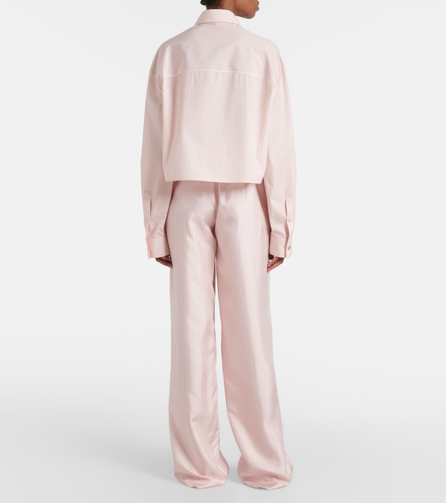  Versace Versace Cropped-hemd Chain Pinstripe Aus Baumwollpopeline 
