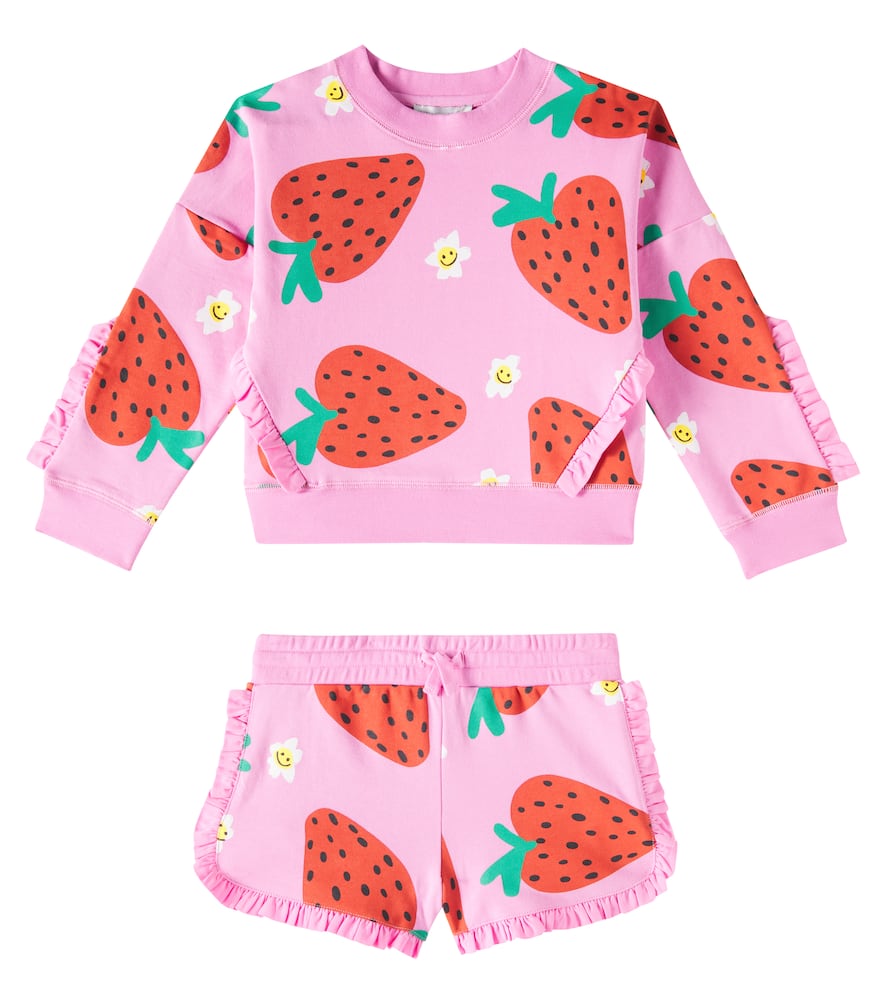 Stella Mccartney Cotton Fleece Sweatshirt And Shorts Set In Pink