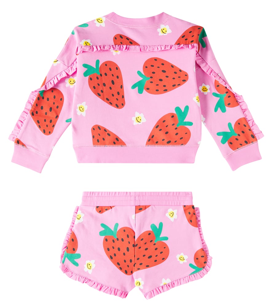 Stella Mccartney Cotton Fleece Sweatshirt And Shorts Set In Pink