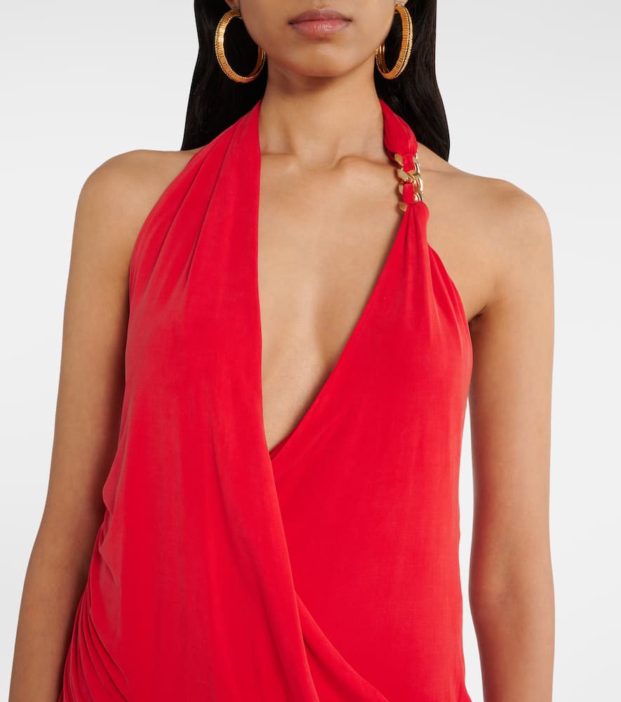 Balmain Draped Halter Neck Mini Dress
