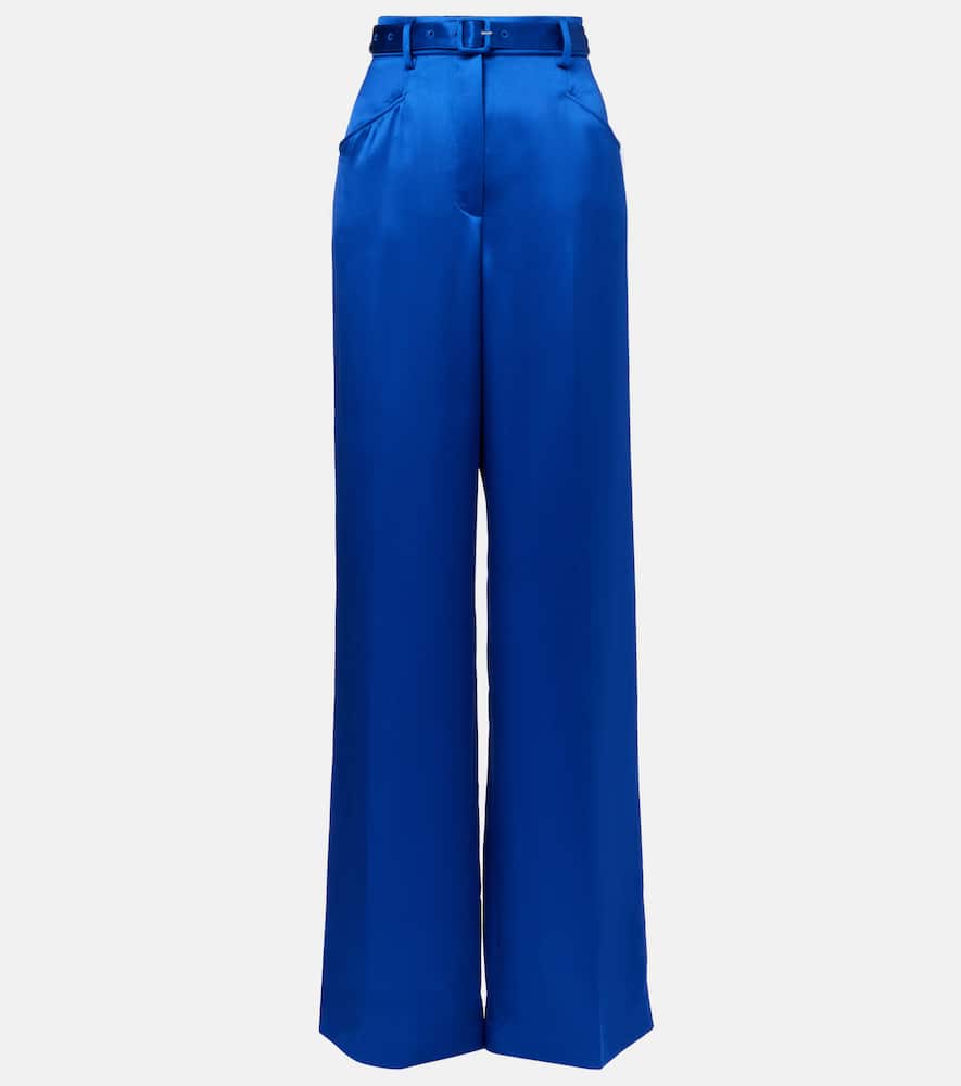 Norman silk tweed wide-leg pants