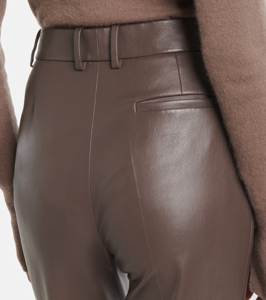 Joseph Tafira Mid-rise Leather Flared Pants In Brown
