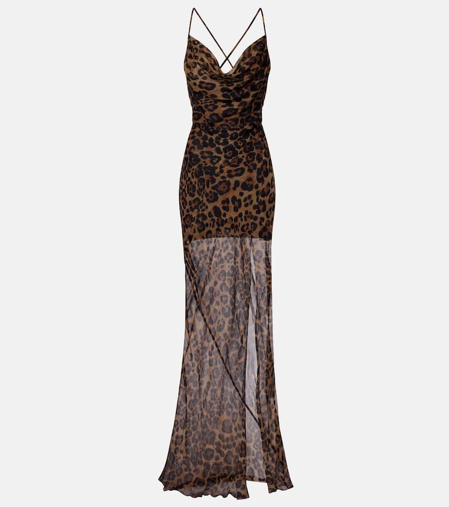 Leopard-print silk maxi dress