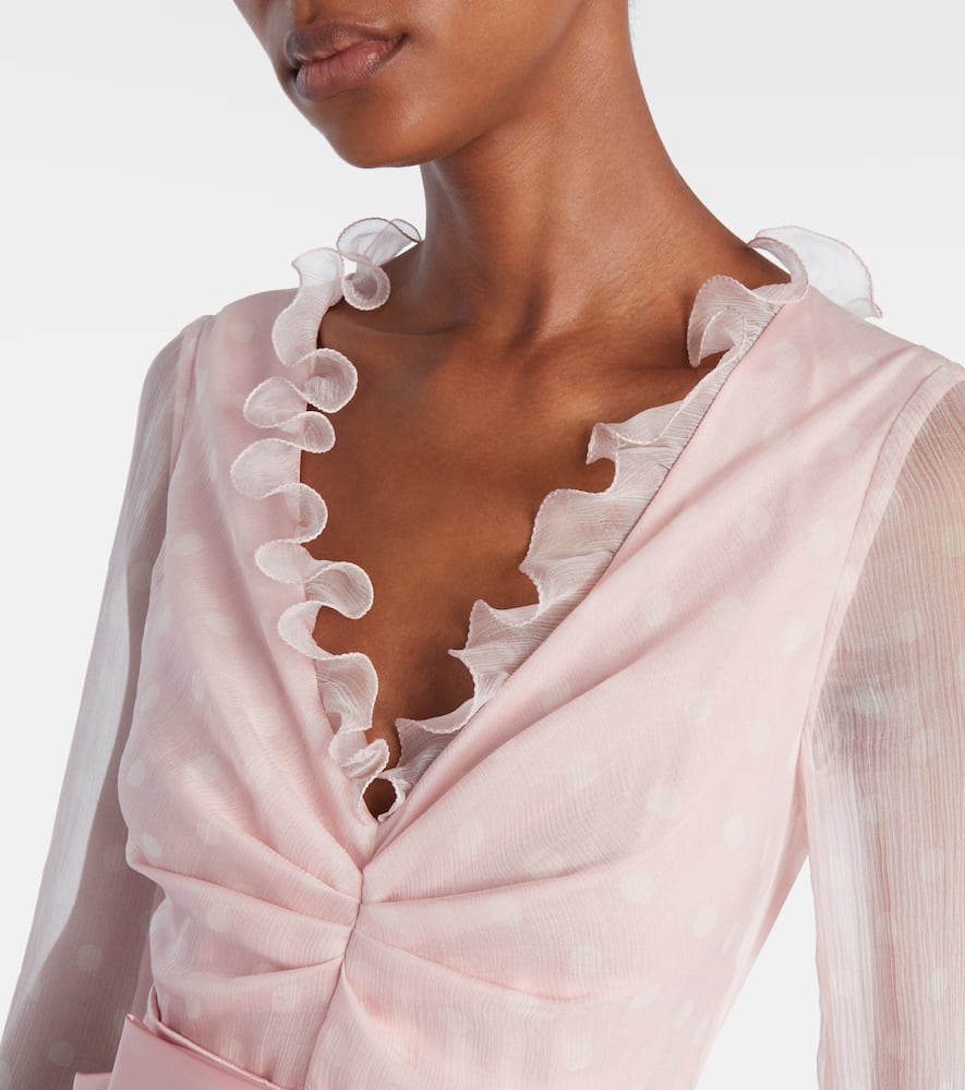 Valentino Plus De Pois Printed Crepe Chiffon Maxi Skirt In Pink