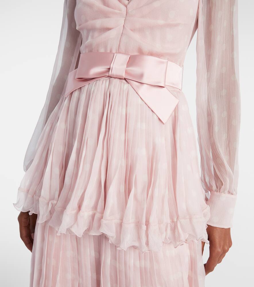 Valentino Plus De Pois Printed Crepe Chiffon Maxi Skirt In Pink