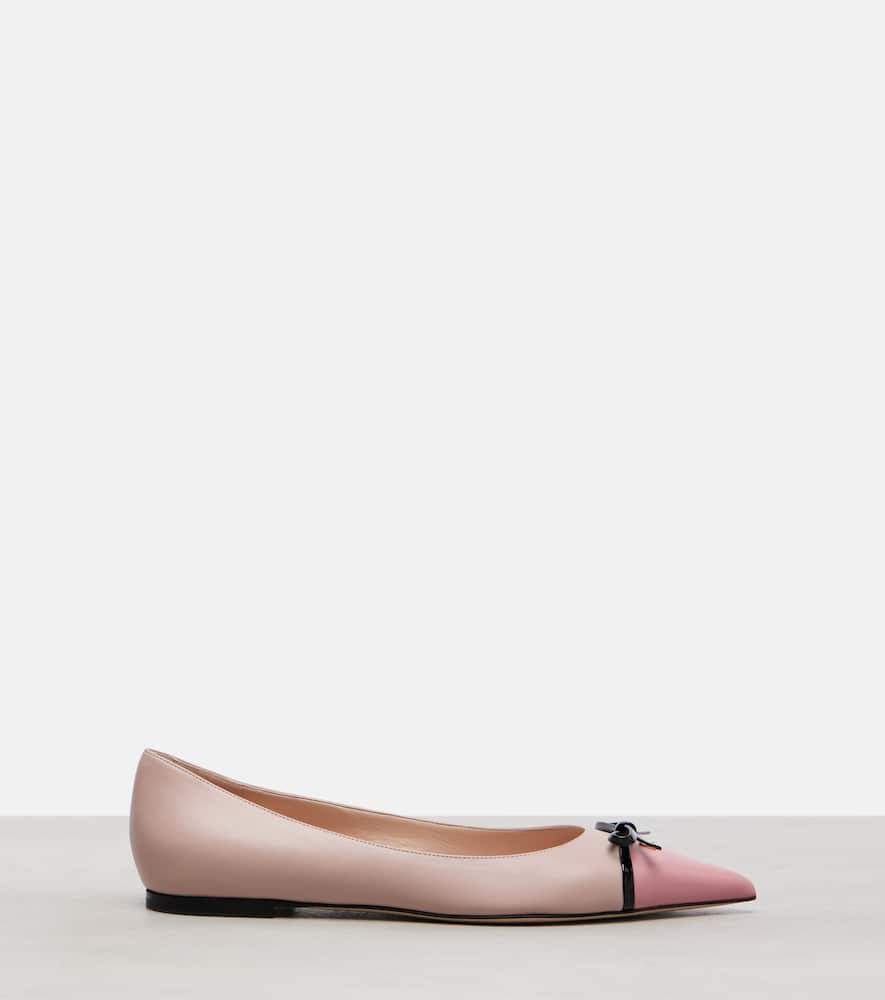 Valentino Leather Benpointy Ballet Flats In Pink