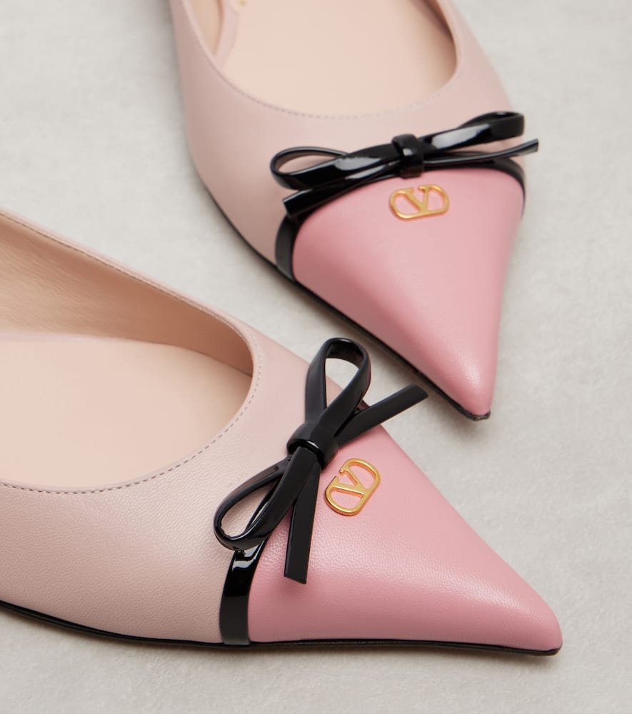 Valentino Leather Benpointy Ballet Flats In Pink