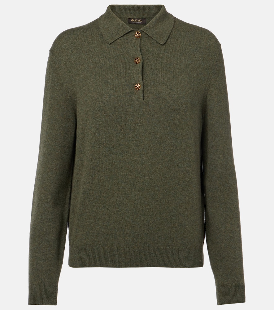 Loro Piana Cashmere Polo Sweater In Green