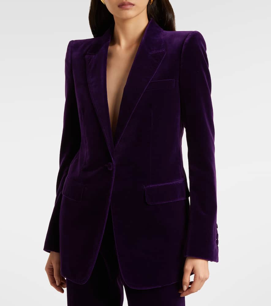 Tom Ford Single-breasted Cotton Velvet Blazer In Multi