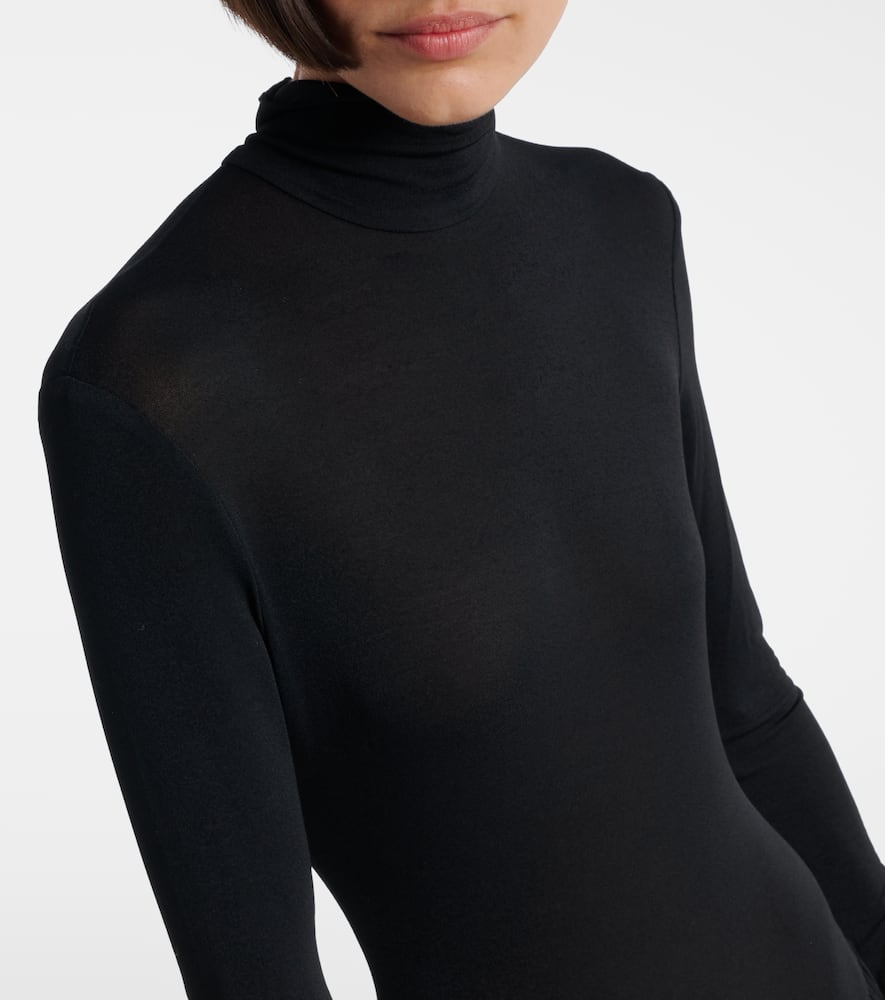 Magda Butrym Asymmetric Pleated Turtleneck Maxi Dress In Black