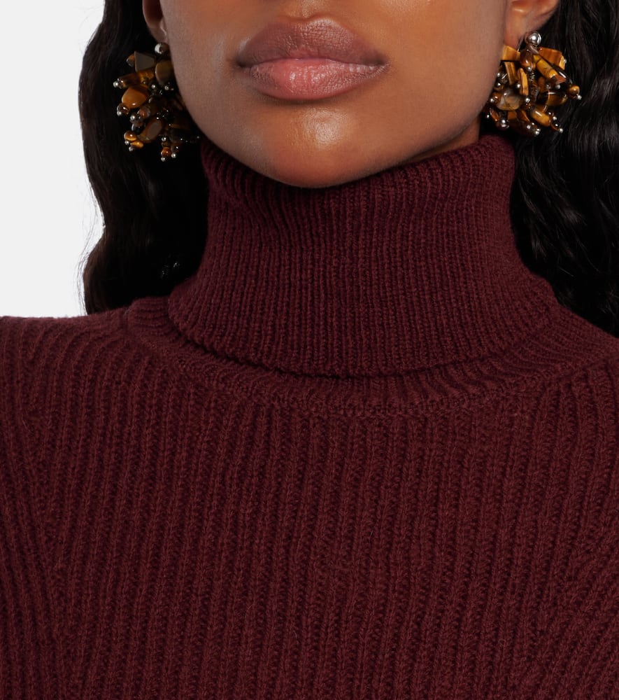 Dries Van Noten Ribbed-knit Wool Turtleneck Sweater In Burgundy