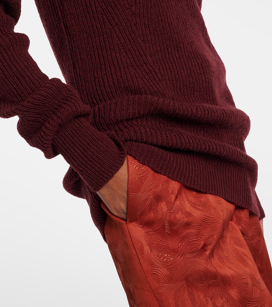 Dries Van Noten Ribbed-knit Wool Turtleneck Sweater In Burgundy