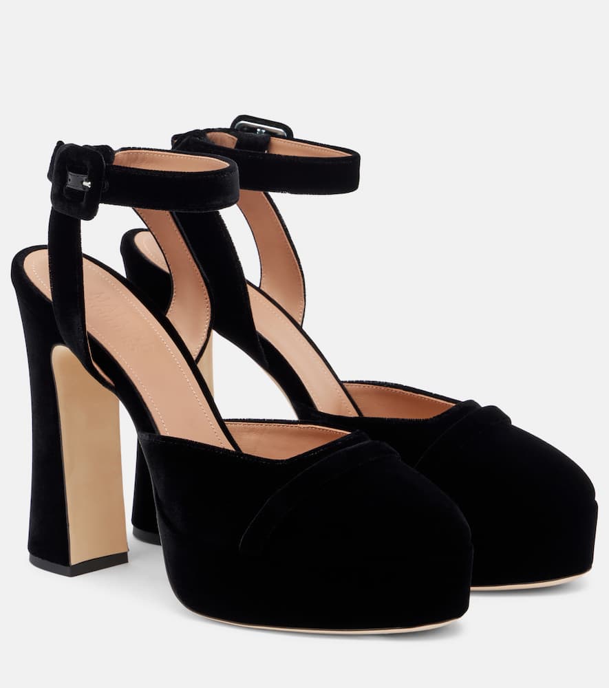 Mora 125 velvet platform pumps
