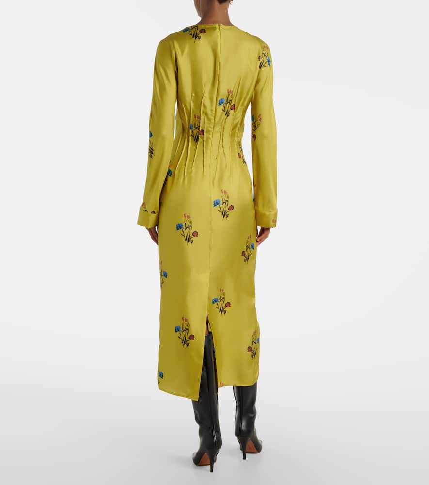 Marni Silk Dress With Long Sleeves And Embroidery In Yellow