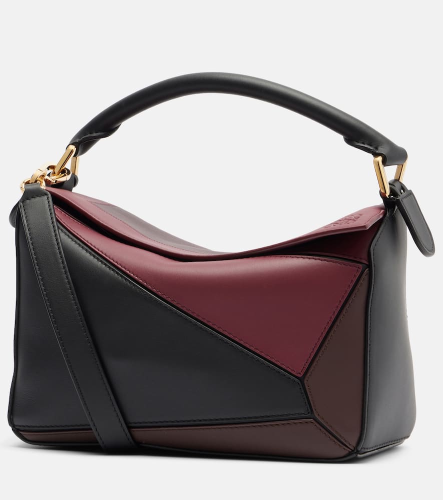 Loewe Puzzle Square Small Leather Shoulder Bag In Black