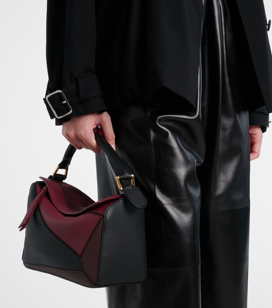 Loewe Puzzle Square Small Leather Shoulder Bag In Black