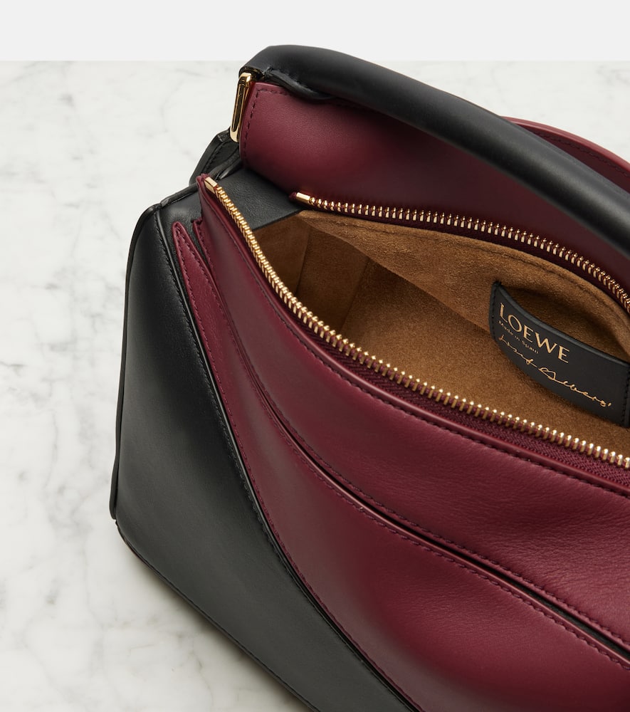 Loewe Puzzle Square Small Leather Shoulder Bag In Black