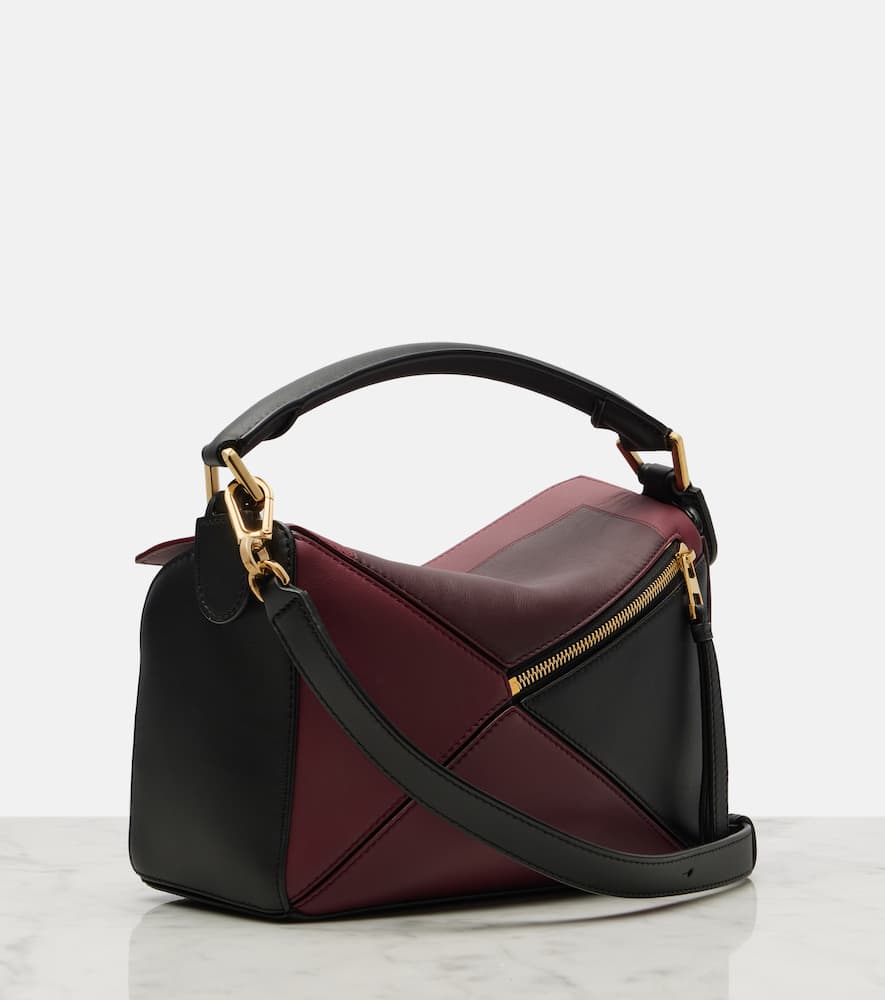 Loewe Puzzle Square Small Leather Shoulder Bag In Black