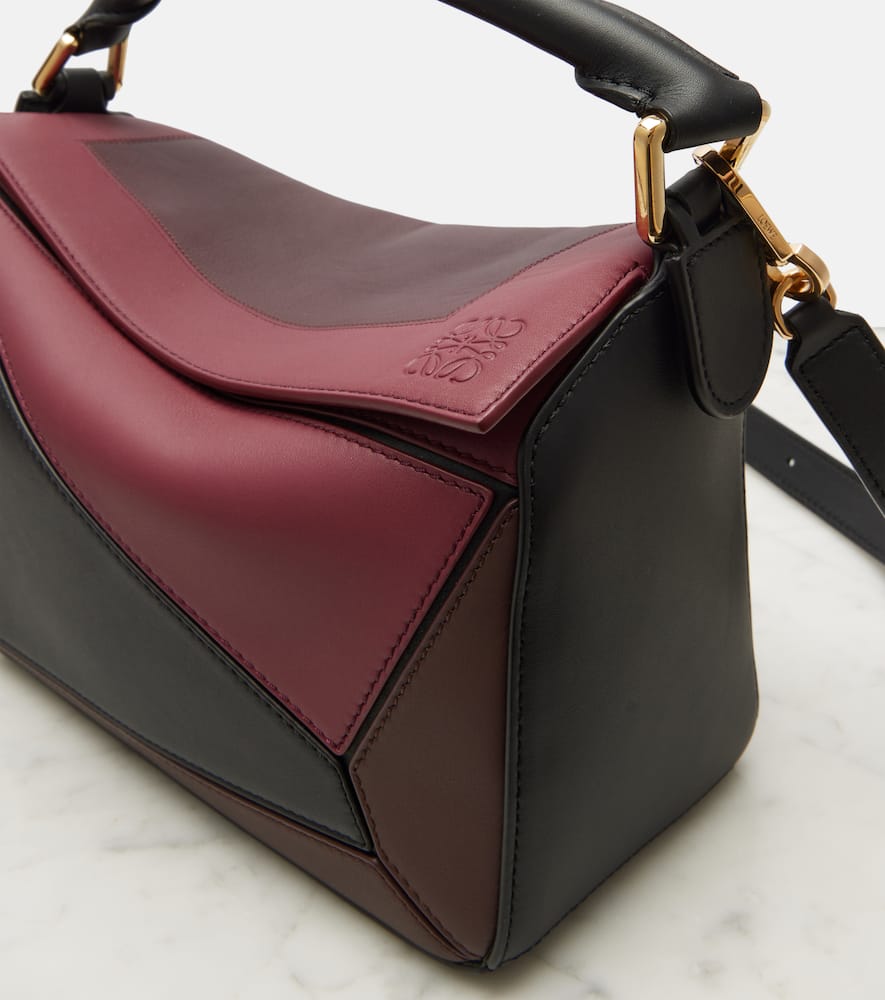 Loewe Puzzle Square Small Leather Shoulder Bag In Black