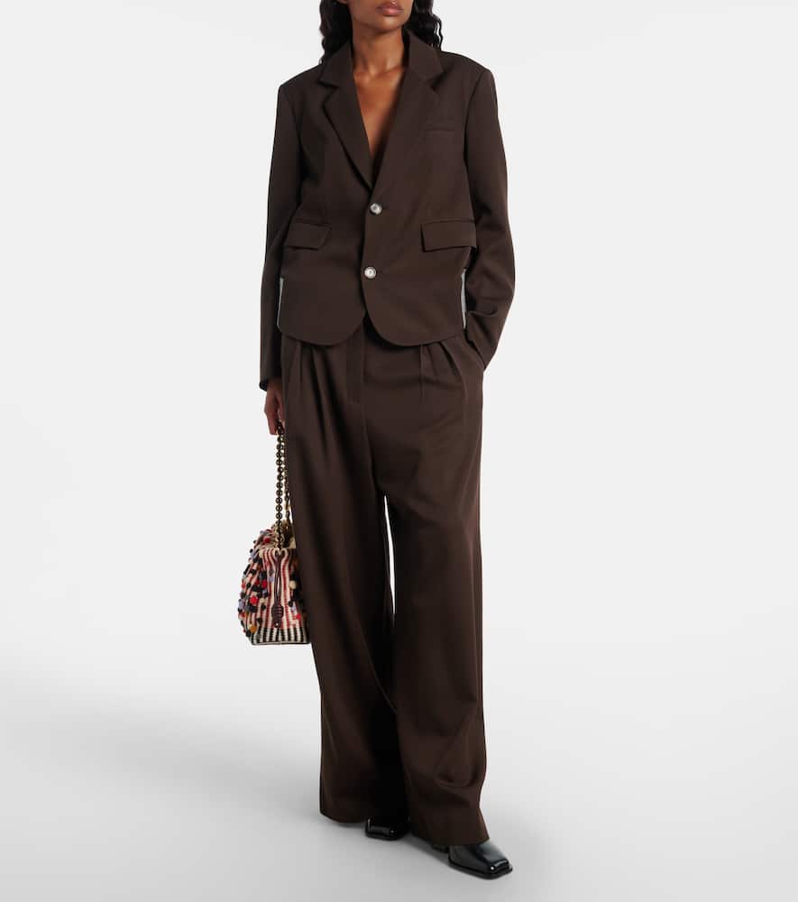 Loewe Wool Wide-leg Pants In Brown