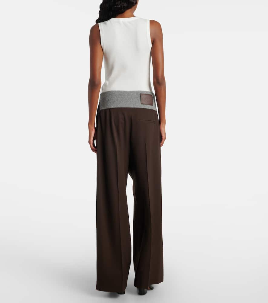 Loewe Wool Wide-leg Pants In Brown
