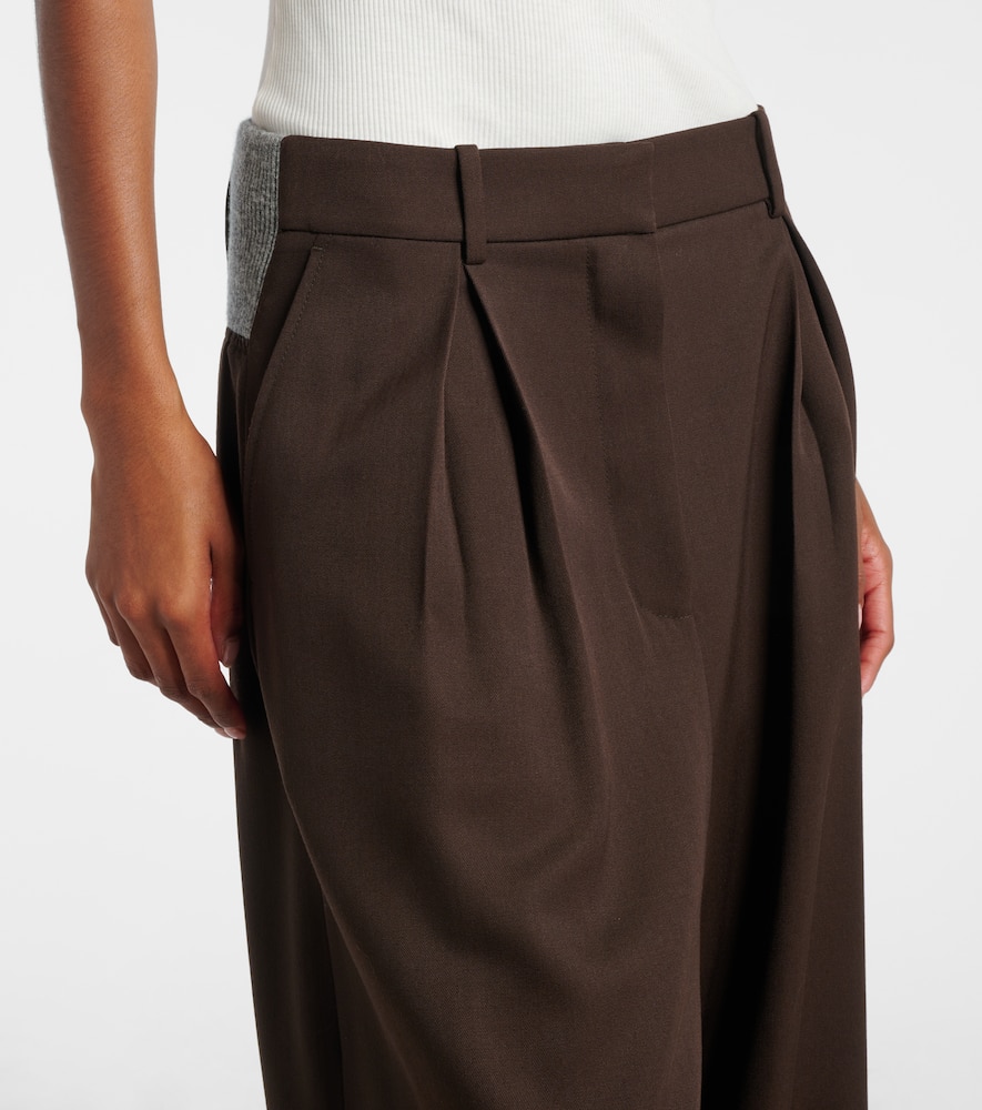 Loewe Wool Wide-leg Pants In Brown