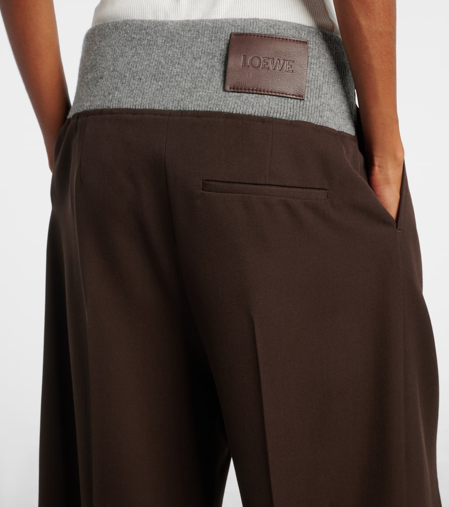 Loewe Wool Wide-leg Pants In Brown