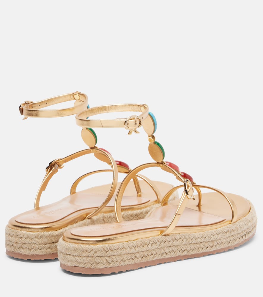Gianvito Rossi Shanti Embellished Metallic Leather Platform Sandals In Animal Print