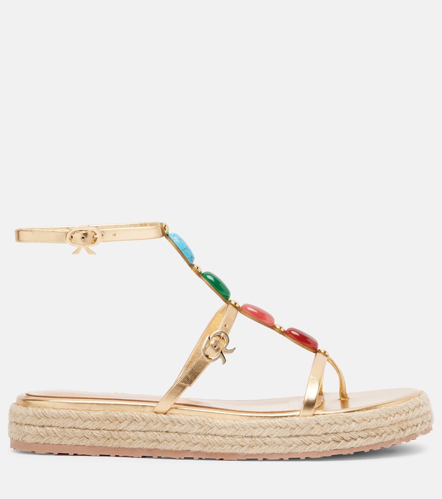 Gianvito Rossi Shanti Embellished Metallic Leather Platform Sandals In Animal Print