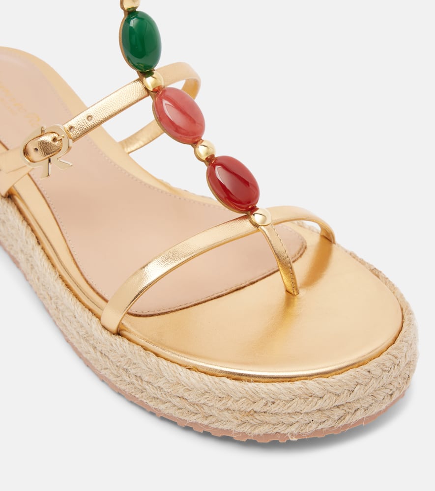 Gianvito Rossi Shanti Embellished Metallic Leather Platform Sandals In Animal Print
