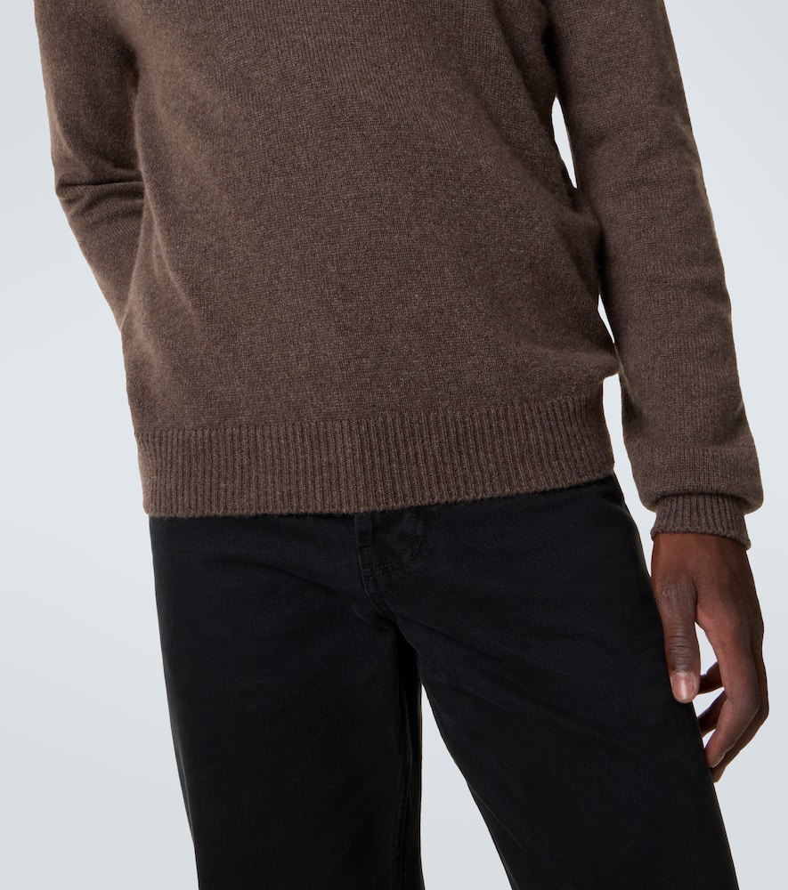 The Row Leach Cashmere Polo Sweater In Brown