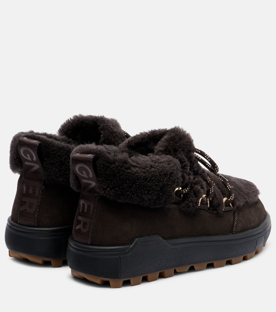 Bogner Chamonix Shearling-trimmed Suede Ankle Boots In Black