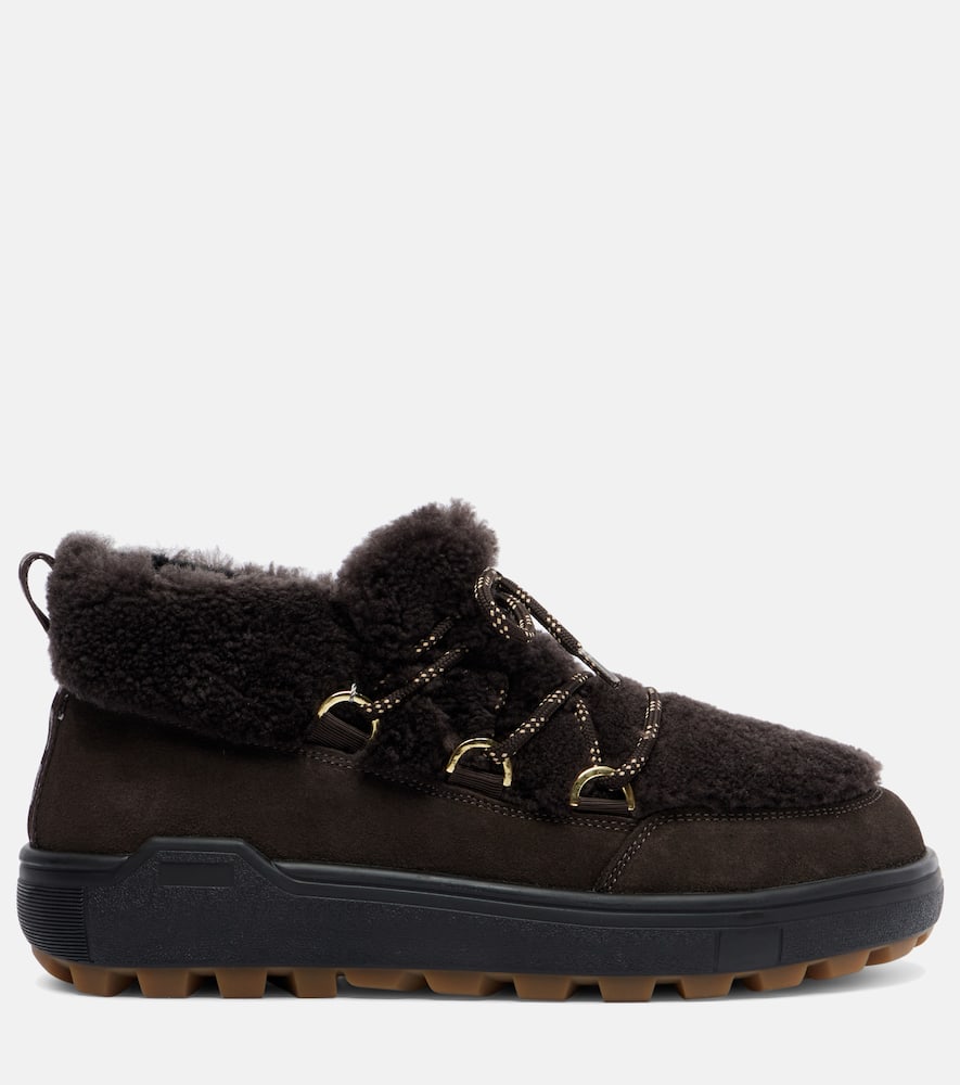 Bogner Chamonix Shearling-trimmed Suede Ankle Boots In Black