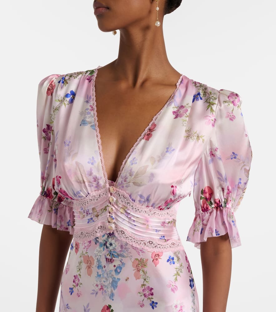 Camilla Lace-trimmed Printed Silk Midi Dress In Multi