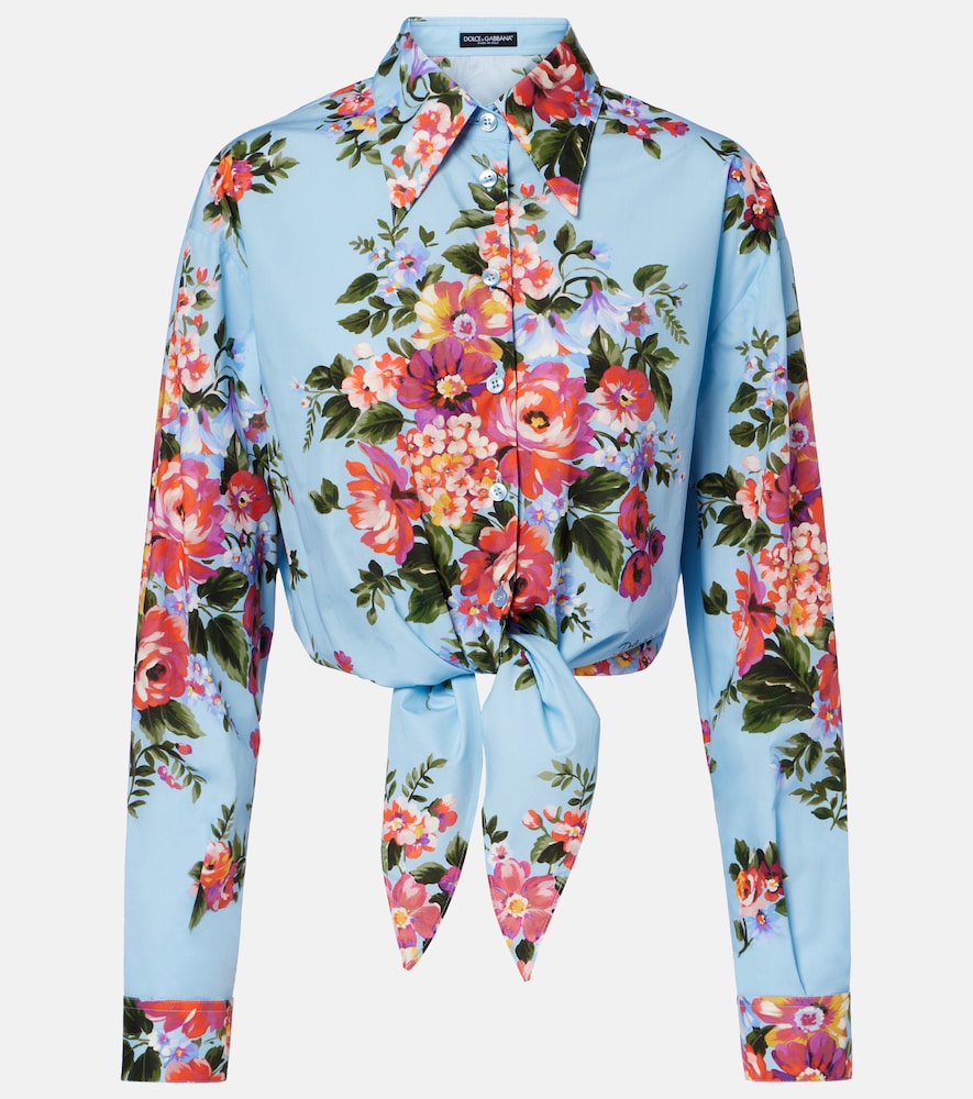 Dolce & Gabbana Floral cropped cotton shirt