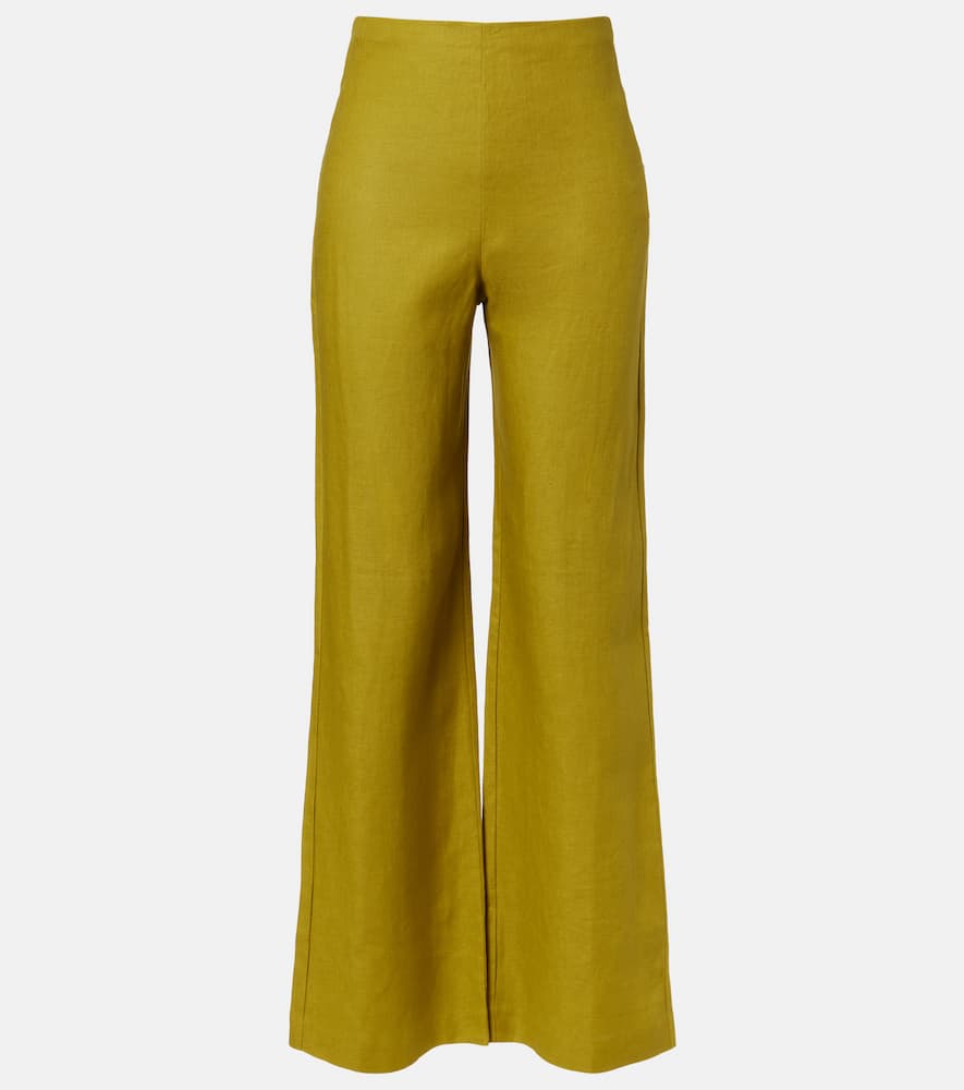 Faithfull Ilride Linen Wide-leg Pants In Green