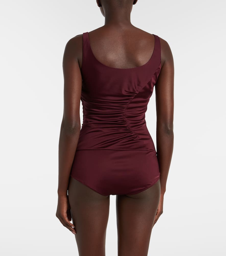 Versace Viscose-jersey Draped Bodysuit In Burgundy