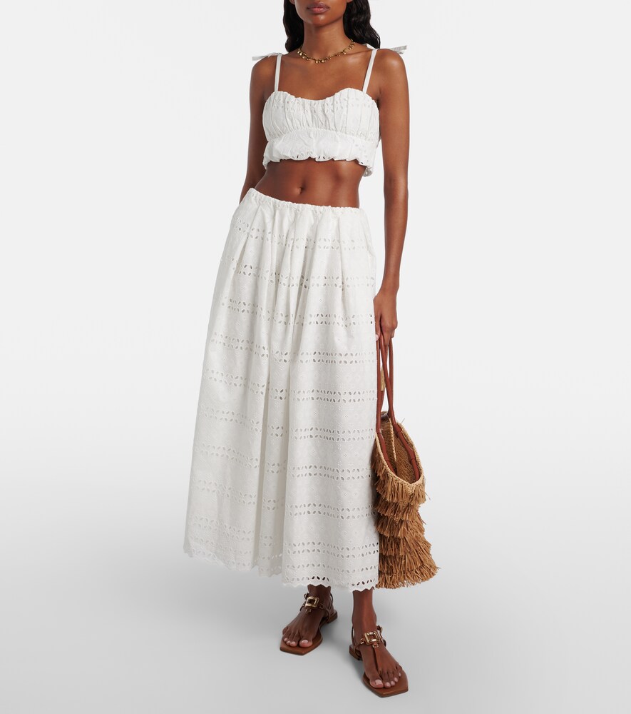 Faithfull Abajo broderie anglaise midi skirt
