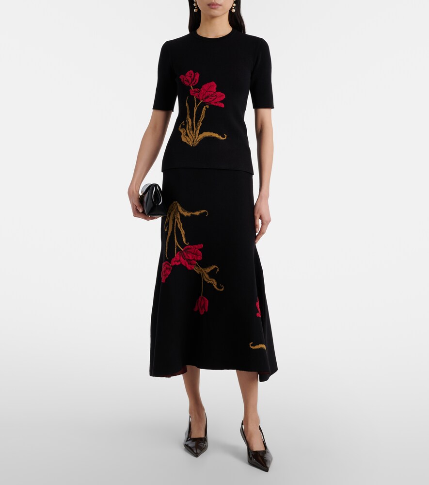 Erdem Floral jacquard midi skirt