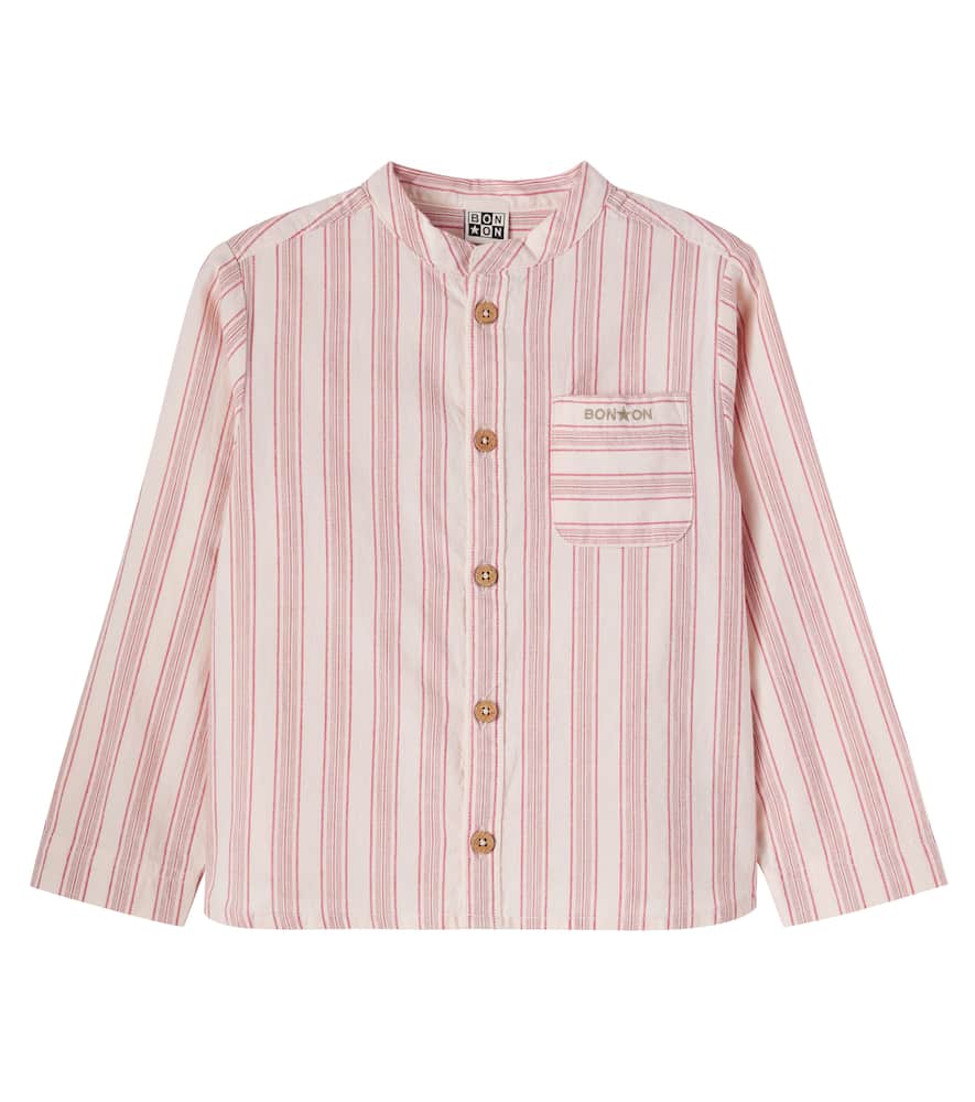 Bonton Kids' Never Striped Cotton Shirt In Neutral