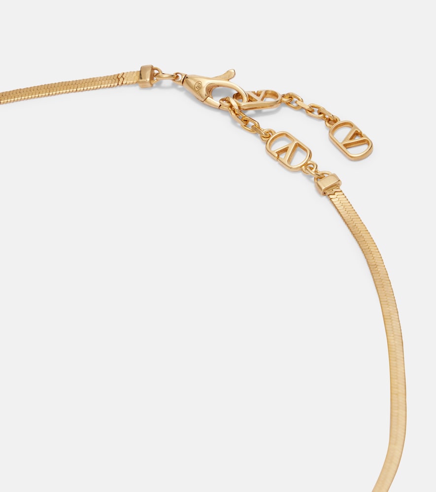  Valentino Valentino Vlogo Embellished Pendant Necklace 