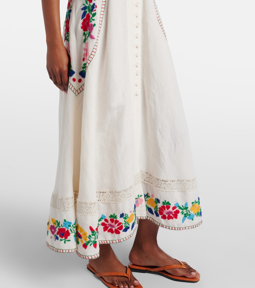  Rixo Rixo Besticktes Maxikleid Novara Aus Einem Leinengemisch 