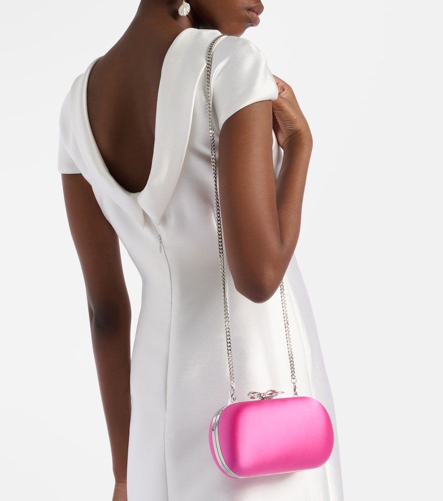 Bow Embellished Satin Clutch