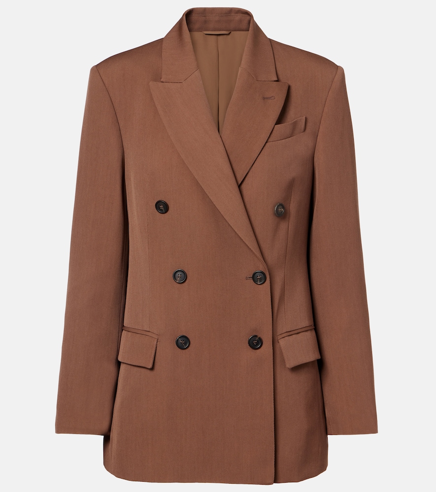 Brunello Cucinelli Women's Brown Double-Breasted Wool-Blend Blazer UK Size 8 - Mytheresa