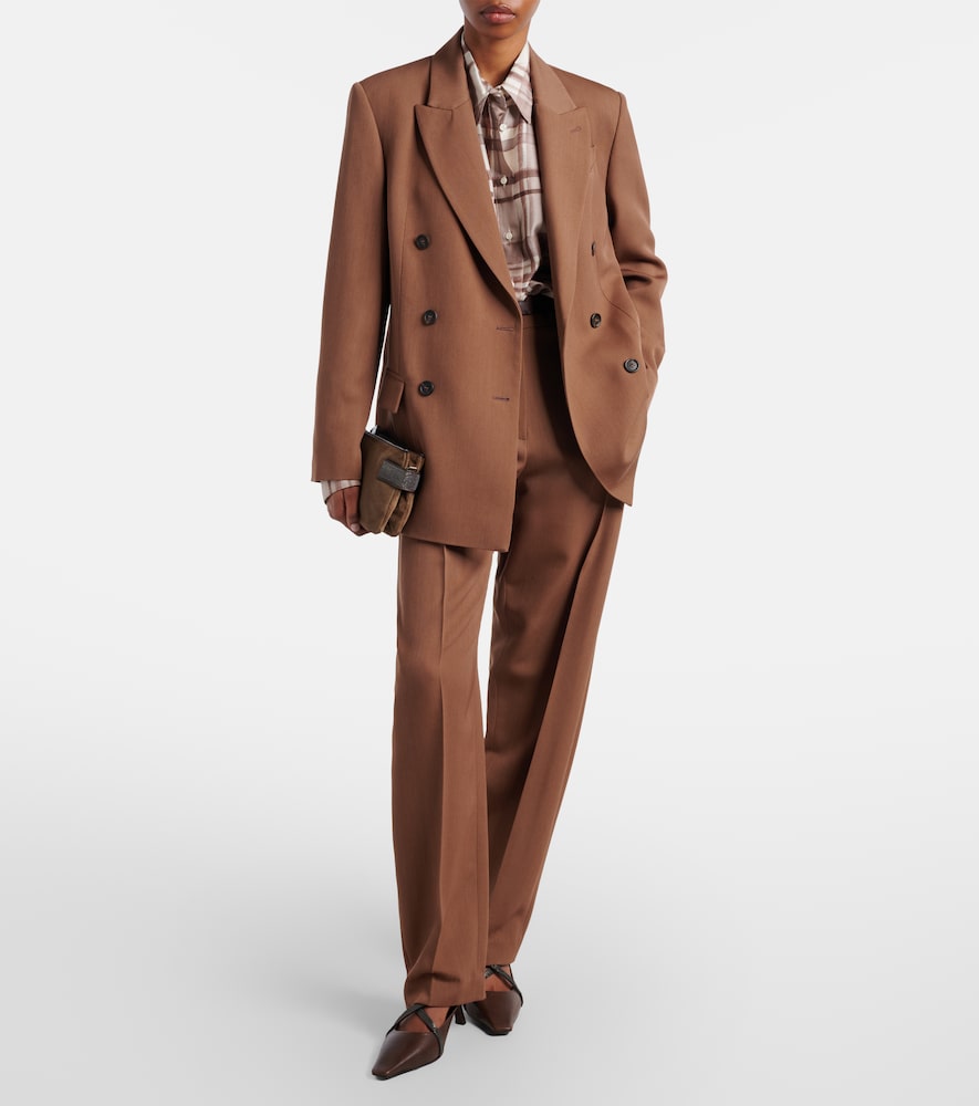 Brunello Cucinelli Double-breasted wool-blend blazer