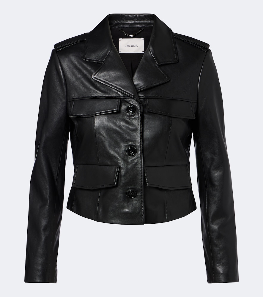 Giacca cropped in pelle